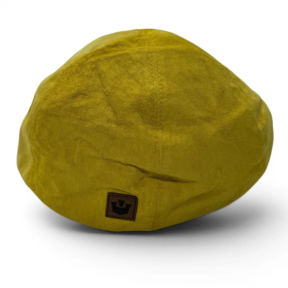 Goorin Bros Mens Mustard Yellow Genuine Suede Flat Cap Ivy Driving Hat Large USA